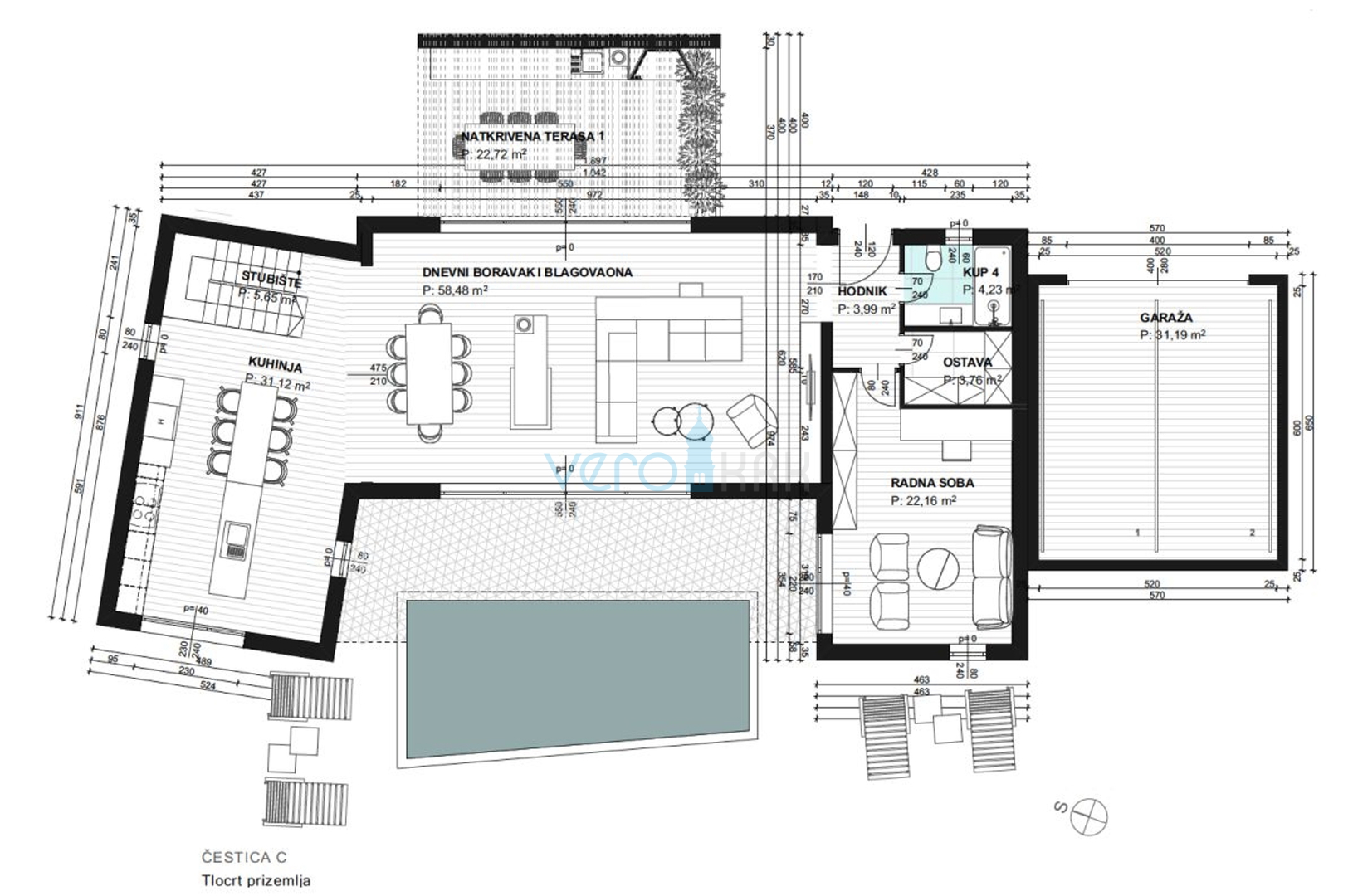 Vrbnik, surroundings, Building land 794 m2 with submitted documentation for a building permit, for sale